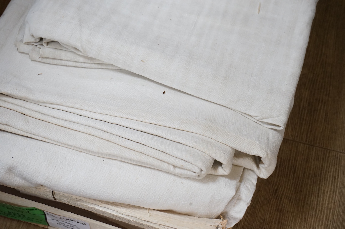 Six plain coarse linen French provincial sheets